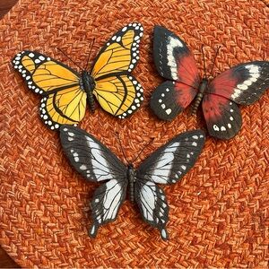 Set of 3 Decorative Butterfly Wall Accents in Yellow, Red, and Black